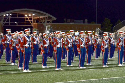 The band marches during halftime at the football game against Liberty, Las Vegas.