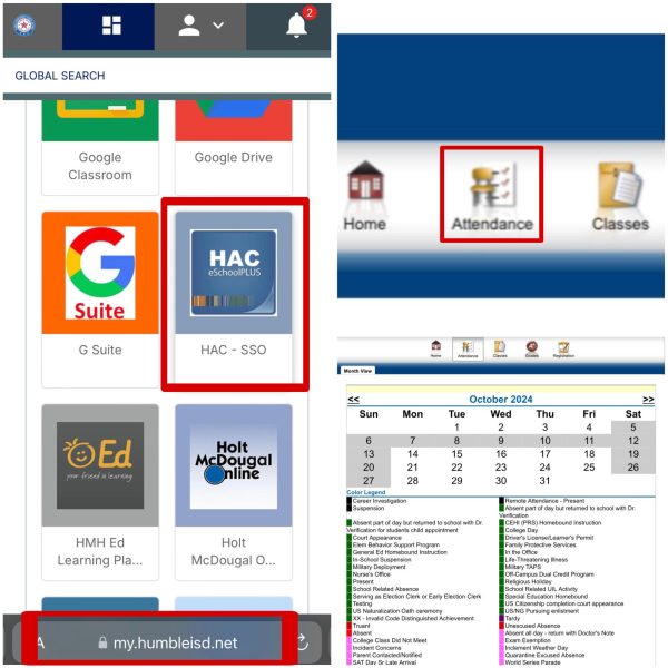 To review your absences, go HAC in the MyHumble dashboard. In HAC, click on the “Attendance” button. (Photo provided by senior Juno Alejandro)

